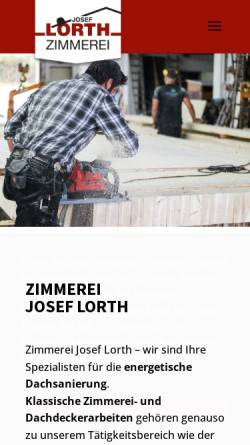 Vorschau der mobilen Webseite www.zimmerei-lorth.de, Zimmerei Josef Lorth