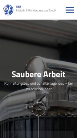 Vorschau der mobilen Webseite www.e-u-f.de, E und F Metall und Rohrleitungsbau GmbH