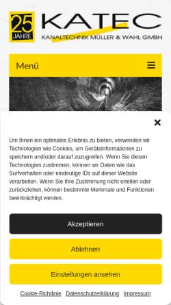 Vorschau der mobilen Webseite www.katec-kanaltechnik.de, Katec-Kanaltechnik Müller und Wahl GmbH