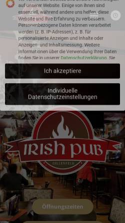 Vorschau der mobilen Webseite www.irishpub-gillenfeld.de, Irish Pub Gillenfeld
