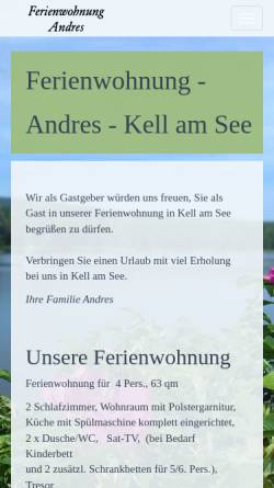 Vorschau der mobilen Webseite www.ferienwohnungandres.de, Ferienwohnung Andres