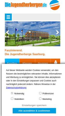 Vorschau der mobilen Webseite www.diejugendherbergen.de, Jugendherberge Saarburg