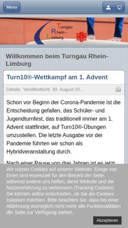 Vorschau der mobilen Webseite www.turngau-rhein-limburg.de, Turngau Rhein-Limburg