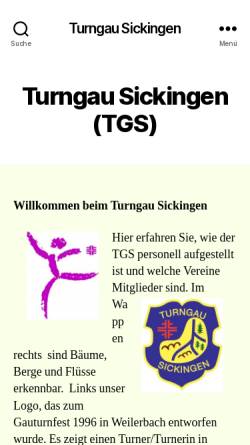 Vorschau der mobilen Webseite www.turngau-sickingen.de, Turngau Sickingen