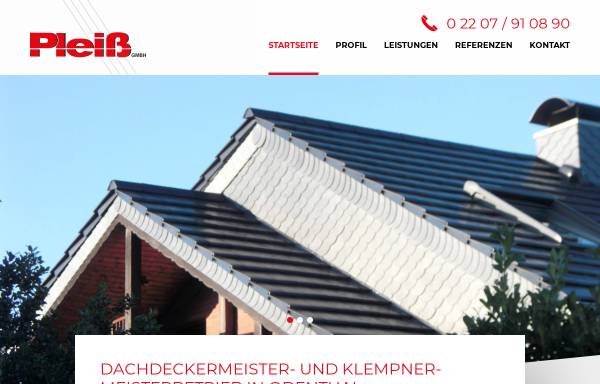 Vorschau von www.pleiss-bedachungen.de, Herbert Pleiß - Bedachungen, Metalleindeckungen, Dachkonstruktionen