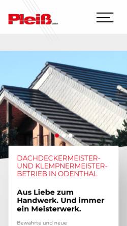 Vorschau der mobilen Webseite www.pleiss-bedachungen.de, Herbert Pleiß - Bedachungen, Metalleindeckungen, Dachkonstruktionen