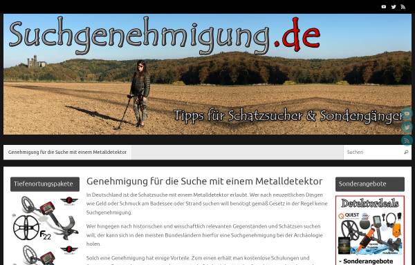Vorschau von www.suchgenehmigung.de, Suchgenehmigung für Sondengänger