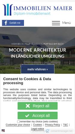 Vorschau der mobilen Webseite wohnen-im-thermenland.de, Immobilien Maier