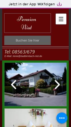 Vorschau der mobilen Webseite www.badbirnbach-nist.de, Pension Irene Nist
