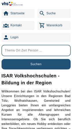 Vorschau der mobilen Webseite vhs-badtoelz.de, VHS - Volkshochschule Bad Tölz