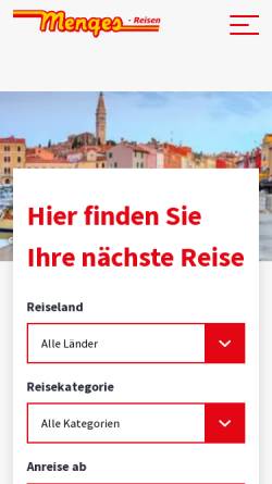 Vorschau der mobilen Webseite menges-reisen.de, Menges-Reisen GmbH