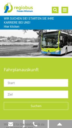 Vorschau der mobilen Webseite www.regiobus-pm.de, Verkehrsgesellschaft Belzig mbH