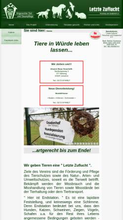 Vorschau der mobilen Webseite letztezuflucht.com, Letzte Zuflucht - Tierschutz und Gnadenhof e.V.