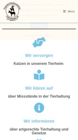 Vorschau der mobilen Webseite www.tsv-fuewa.de, Tierschutzverein Fürstenwalde und Umgebung e.V.