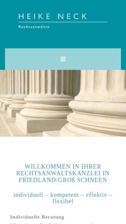 Vorschau der mobilen Webseite www.rechtsanwaeltin-neck.de, Rechtsanwältin Heike Neck