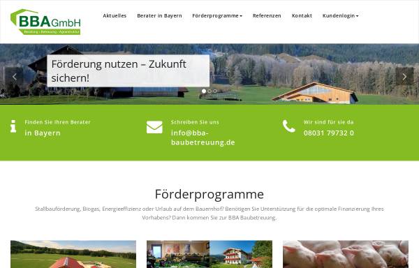 Vorschau von www.bba-baubetreuung.de, Betreuungsgesellschaft für landwirtschaftliches Bauwesen und Agrarstruktur mbH (BBA)