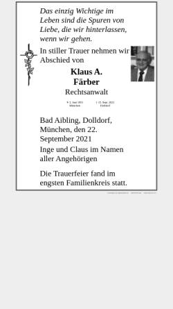 Vorschau der mobilen Webseite www.ra-faerber.de, Klaus A. Färber
