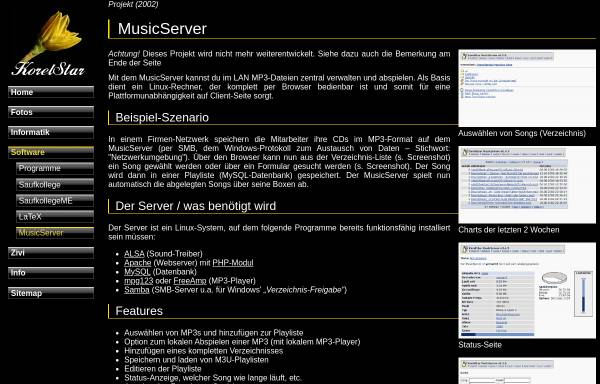 Vorschau von www.korelstar.de, Linux MP3 MusicServer