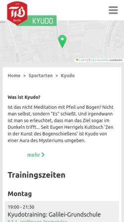 Vorschau der mobilen Webseite tib1848ev.de, Turngemeinde in Berlin 1848 e.V. - Kyudogruppe