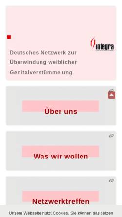 Vorschau der mobilen Webseite www.netzwerk-integra.de, INTEGRA – Deutsches Netzwerk zur Überwindung weiblicher Genitalverstümmelung