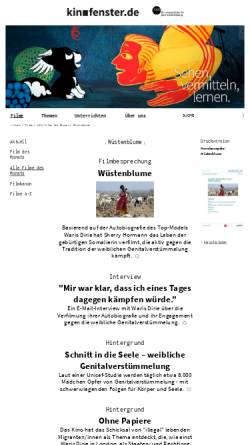Vorschau der mobilen Webseite www.kinofenster.de, Kinofenster.de, Wüstenblume