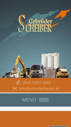 Vorschau der mobilen Webseite www.scheiberbeton.at, Gebrüder Scheiber GmbH