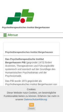 Vorschau der mobilen Webseite www.pib-zentrum.de, Psychotherapeutisches Institut Bergerhausen