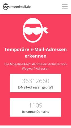Vorschau der mobilen Webseite www.mogelmail.de, mogelmail.de