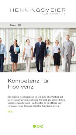 Vorschau der mobilen Webseite www.henningsmeier.de, Henningsmeier Rechtsanwälte
