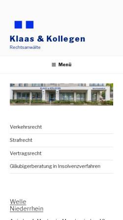 Vorschau der mobilen Webseite www.klaas.de, Klaas & Kollegen Rechtsanwaltsgesellschaft mbH