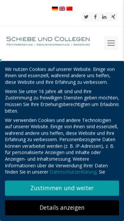 Vorschau der mobilen Webseite www.schiebe.de, Schiebe und Collegen Insolvenzverwaltung