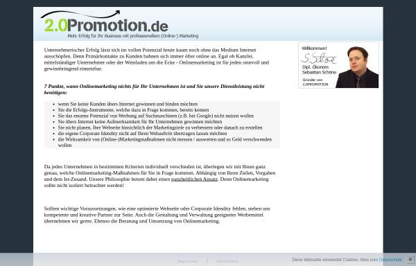 Vorschau von 2.0promotion.de, 2.0-Promotion - Sebastian Schöne