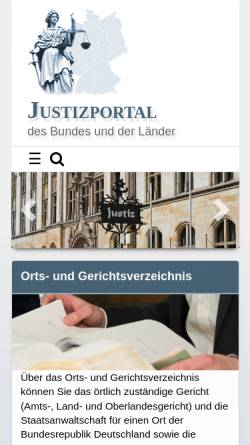 Vorschau der mobilen Webseite justiz.de, Justizportal des Bundes und der Länder