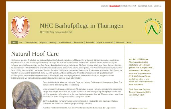 Vorschau von www.barhuf-thueringen.de, NHC Barhufpflege Thüringen