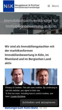 Vorschau der mobilen Webseite www.immobiliengutachter-koeln.de, Neugebauer, Binder, Kirchner Immobiliensachverständige