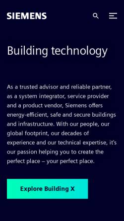 Vorschau der mobilen Webseite www.buildingtechnologies.siemens.com, Siemens Switzerland Ltd., Building Technologies Division