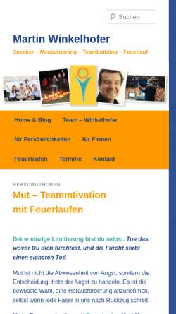 Vorschau der mobilen Webseite www.winkelhofer.at, Feuerlauf