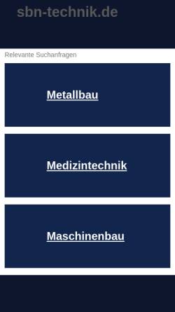 Vorschau der mobilen Webseite www.sbn-technik.de, SBN-Bellinghausen Kunststofftechnik