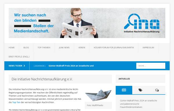 Vorschau von www.derblindefleck.de, Initiative Nachrichtenaufklärung