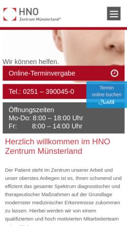 Vorschau der mobilen Webseite www.hno-zentrum-muensterland.de, HNO Zentrum Münsterland