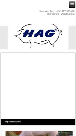 Vorschau der mobilen Webseite www.hag-schweinezucht.de, Herrensteiner Agrar Gesellschaft mbh & Co. KG