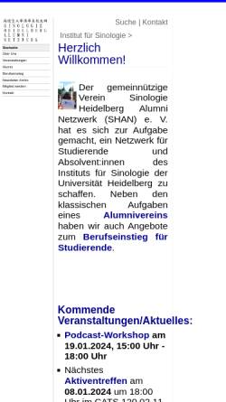 Vorschau der mobilen Webseite www.zo.uni-heidelberg.de, Sinologie Heidelberg Alumni Netzwerk (SHAN) e.V.