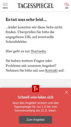 Vorschau der mobilen Webseite www.tagesspiegel.de, Kämpferherz