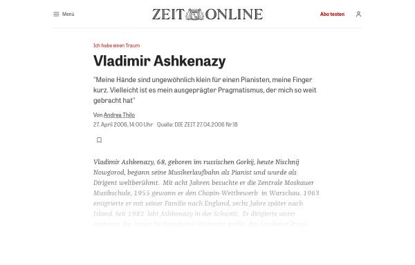 Vorschau von www.zeit.de, Vladimir Ashkenazy