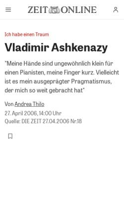 Vorschau der mobilen Webseite www.zeit.de, Vladimir Ashkenazy