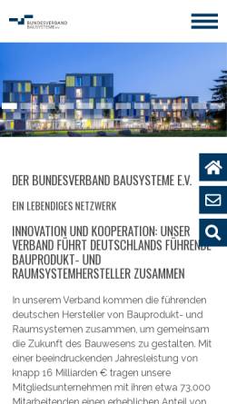 Vorschau der mobilen Webseite www.bv-bausysteme.de, Bundesverband Bausysteme e.V.