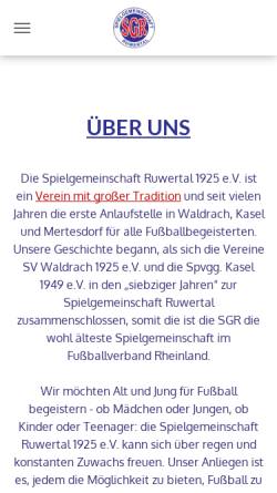 Vorschau der mobilen Webseite www.sgruwertal.de, Spielgemeinschaft Ruwertal 1925 e. V.