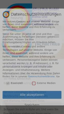 Vorschau der mobilen Webseite ruh-shk-gottmadingen.de, Alfred Ruh GmbH