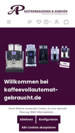 Vorschau der mobilen Webseite www.kaffeevollautomat-gebraucht.de, Kaffeevollautomat-Gebraucht.de, André Pählgrimm