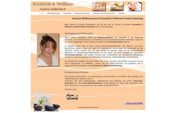 Vorschau von www.ismaning-kosmetik.de, Andrea Kübelsbeck, Kosmetik und Wellness in Ismaning